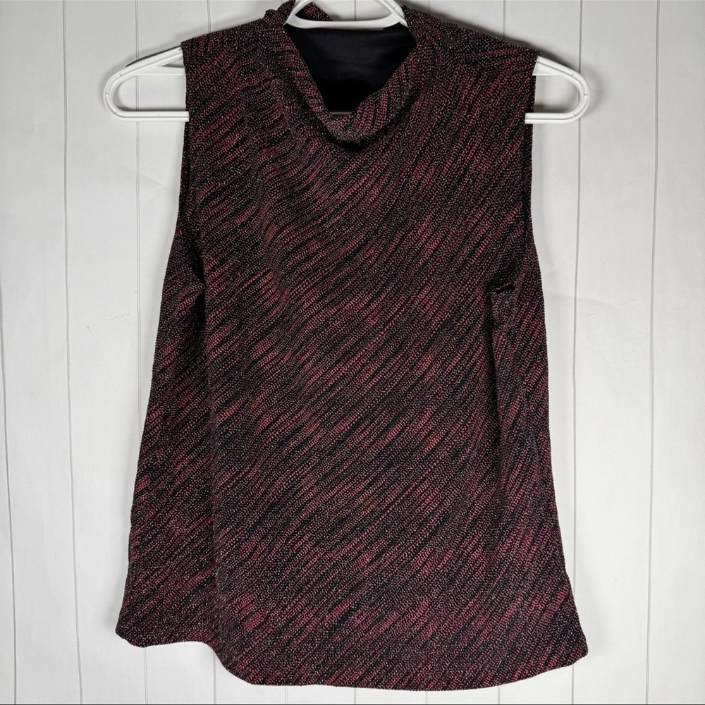 VTG JKLA CALIFORNIA Red Metal Blend Tank Top Blouse Party Going Out Y2K Classy M